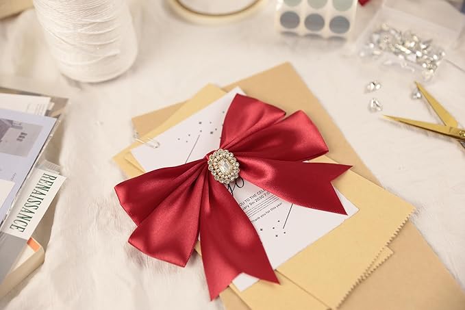 Scarlet Red Satin Ribbon 1-1/2 inch X Continuous 50 Yards, Single Face - Image 7