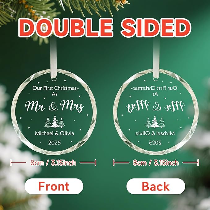 Personalized First Christmas Married Ornament, Custom Engaged Christmas - Image 2