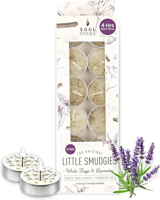 SOUL STICKS 12 Pack Little Smudgies Tealight Candles Smudge Candle by SoulSticks