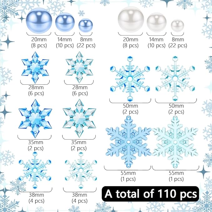 110 Pcs Vase Filler Christmas Decorations and Floating Beads, Snowflake Vases - Image 2
