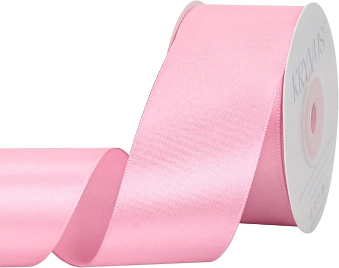 Rose Pink Satin Ribbon 1-1/2 inch X Continuous 25 Yards, Single Face Polyester by Kryvusribbon