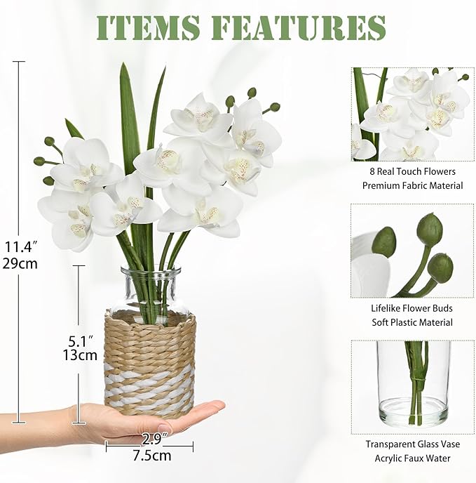 White Orchids Artificial Flowers - Image 2