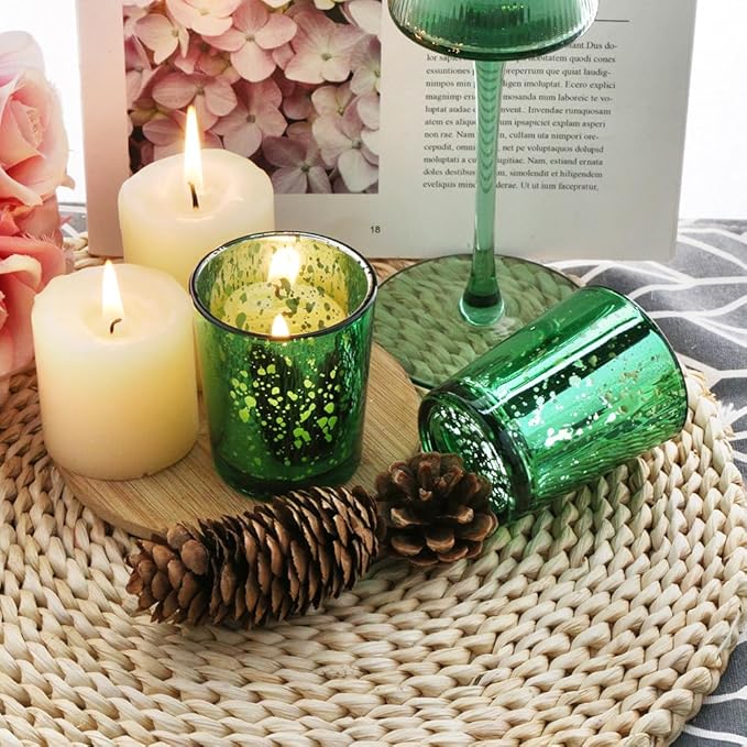 Green Mercury Glass Tea Light Holders Set of 36 - Image 6