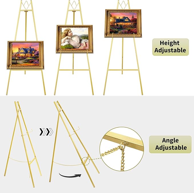 GRENTY 46.7" Gold Easel Stand for Wedding Signs – No Assembly Needed, Heavy - Image 6