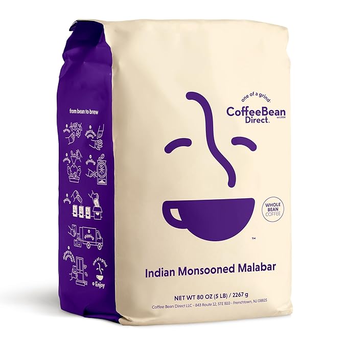 Coffee Bean Direct Indian Monsooned Malabar, Whole Bean Coffee, Arabica Coffee by CoffeeBeanDirect