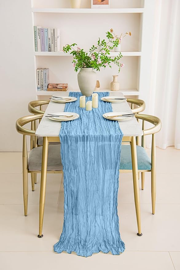 12 Pack Light Blue 10 Ft Cheesecloth Table Runner 20x120 Inch Boho Wrinkled - Image 7