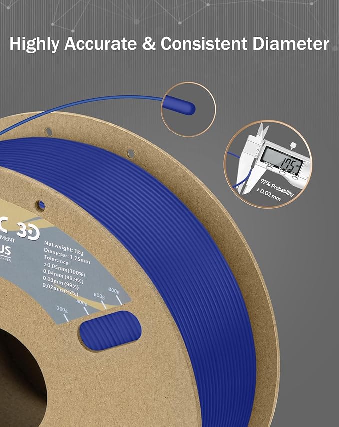 DURAMIC 3D PLA Plus Filament 1.75mm Blue Tougher and Stronger Dimensional - Image 3