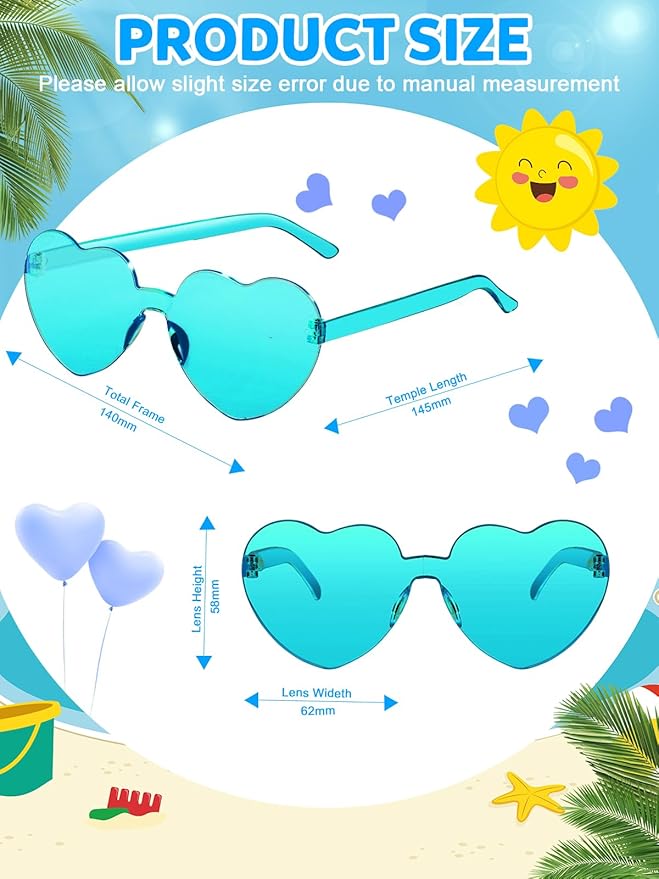 12 Pairs Heart Shaped Sunglasses - Image 2