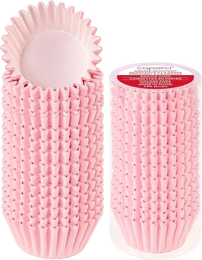 Caperci Grease-Resistant Standard Pink Cupcake Liners 150 Counts by Caperci