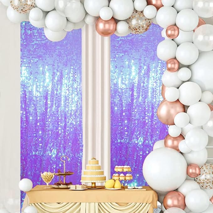 JYFLZQ Lavender Payette Sequin Backdrop Curtains 8ft x 8ft Glitter Shimmer - Image 8