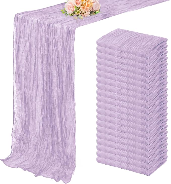 20 Pack Lilac Cheesecloth Table Runner 10FT Rustic Gauze Cheese Cloth Table by FoliafeelHome