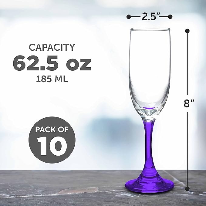 DISCOUNT PROMOS Premiere Champagne Flutes 6.25 oz. Set of 10, Bulk Pack - Image 5