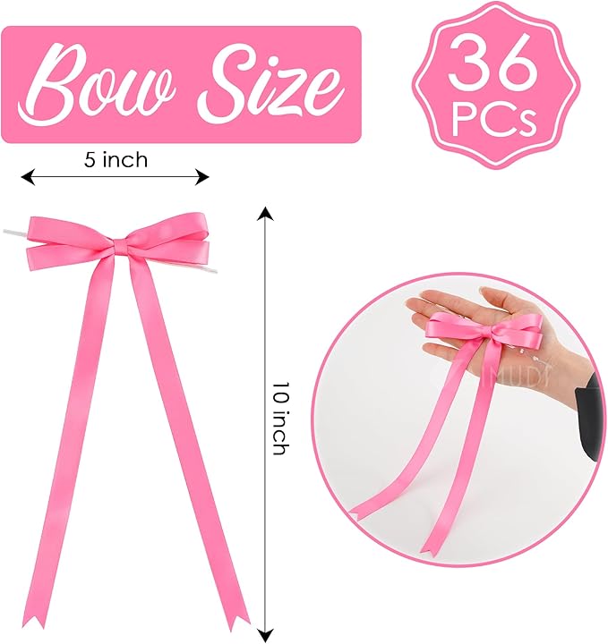 AIMUDI Hot Pink Bows 5 × 10" Satin Bows - Image 2