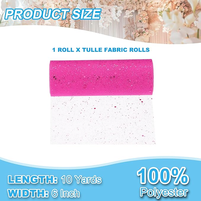 PATIKIL Tulle Fabric Rolls, 6 Inch by 10 Yards Fabric Spool Tulle Sparkling - Image 2