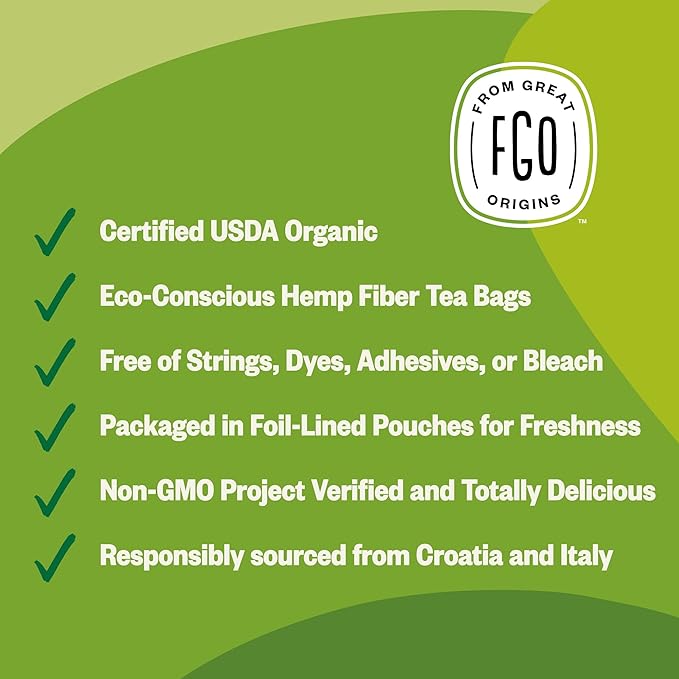 FGO Organic Lemon Balm Tea, Eco-Conscious Herbal Tea Bags, Resealable Bag - Image 4