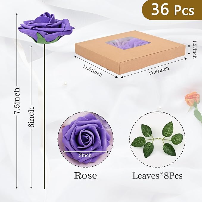 BLEUM CADE 36Pcs Artificial Flowers Fake Roses - Image 3