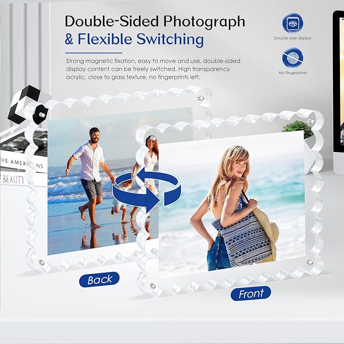 acrylic photo frame- 2Pack Scalloped Picture Frames 8×10 Inch, 15+15mm Thick - Image 2