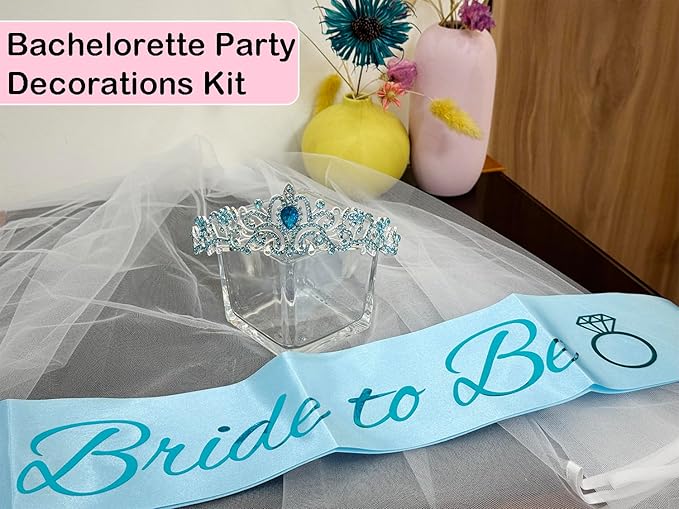 JETKONG 3 Pcs Bachelorette Party Decorations Bridal Shower Crown, Bride to Be - Image 4