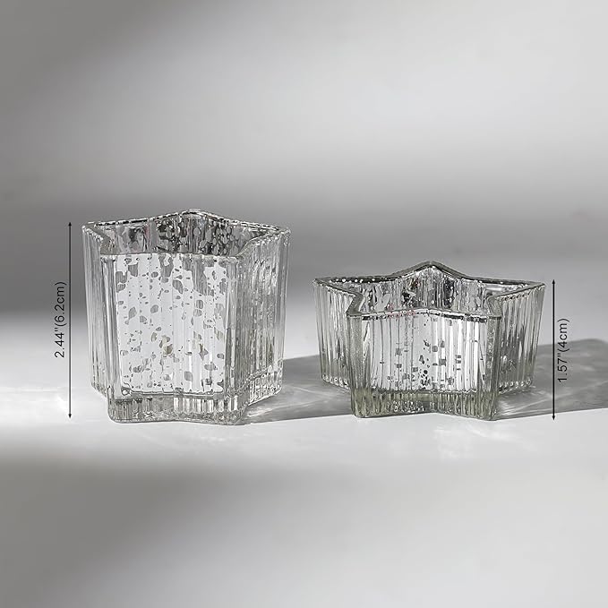 Letine 10pcs Silver Ribbed Star Candle Cups - Image 2