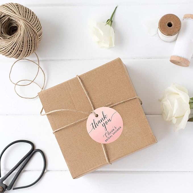 Andaz Press Personalized Blush Pink Rose Elegant Party Collection, Round Circle - Image 4