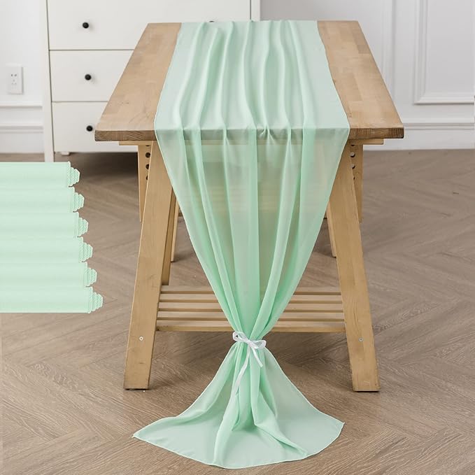 6Pack 9ft Chiffon Table Runner 14x108 Inch Sheer Romantic Table Runner - Image 6