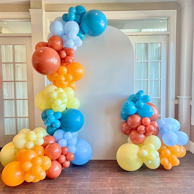 Blue Orange Yellow Balloons, Colorful Birthday Balloons - Image 6