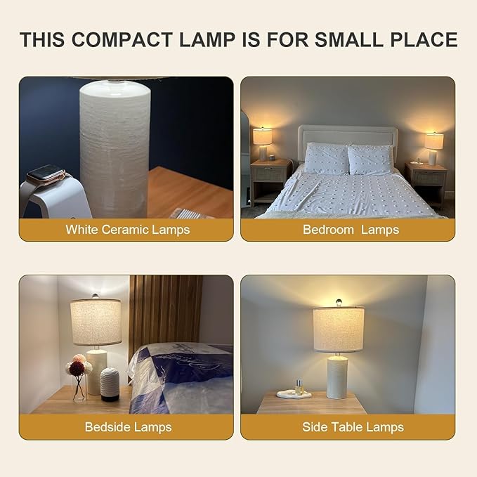 20.25" Small Single Table Lamp for Bedroom Modern Ceramic Nightstand Lamp - Image 4