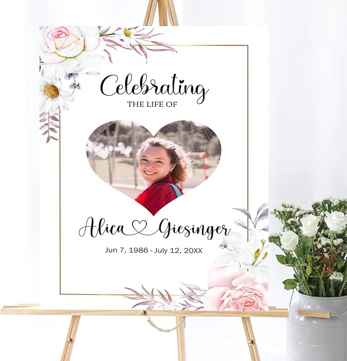 Funeral Heart Collage, Celebration of Life, Funeral Welcome Sign, Large - Image 4