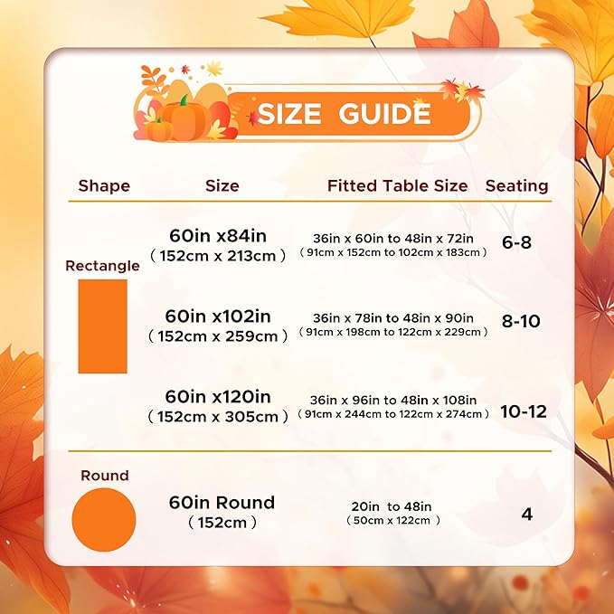 sancua 2 Pack Fall Tablecloth 60 x 102 Inch Rust, Rectangle Thanksgiving Burnt - Image 7
