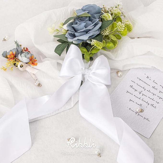 Ribbli White Double Faced Satin Ribbon, 3” x Continuous 10 Yards, Use - Image 3