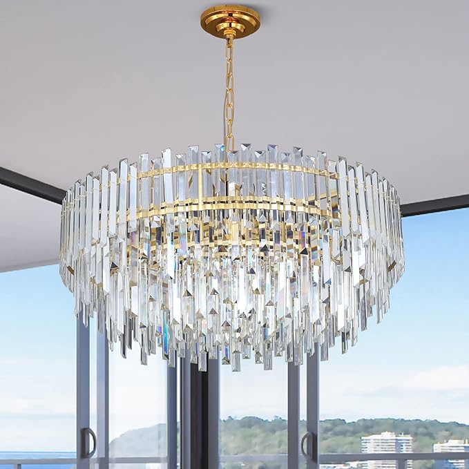 Gold Copper Crystal Chandelier Lighting 31'' - Image 2