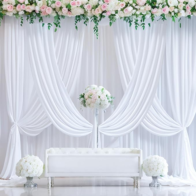 60ft x 15ft White Wrinkle Free Backdrop Curtains - Image 2