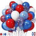 Red White Blue Balloons, 12 Inch Pearl Metallic Blue Red White Confetti Latex by Jobkoo