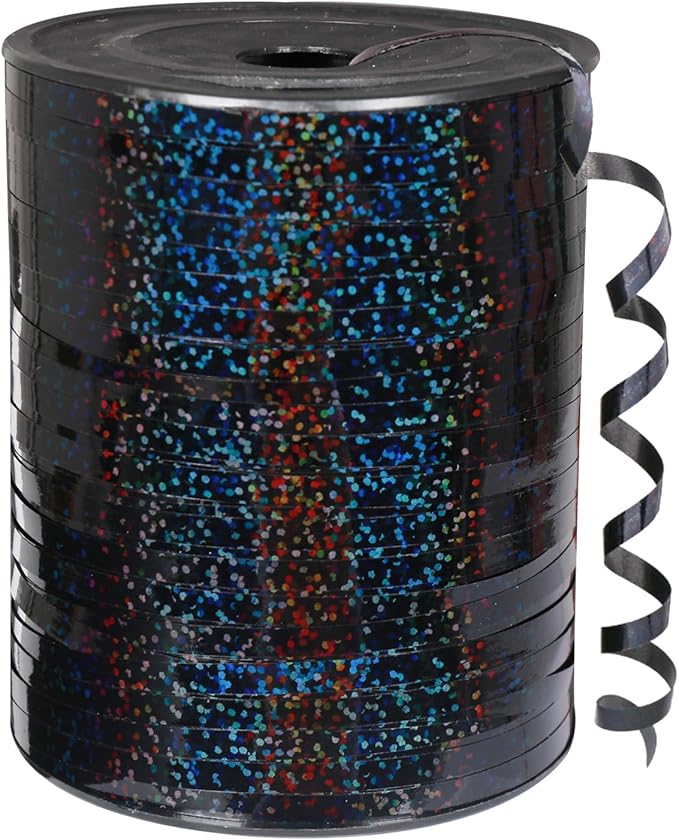 500 Yard Black Curling Ribbon, Thin Craft Balloon Ribbons String by Winjeto