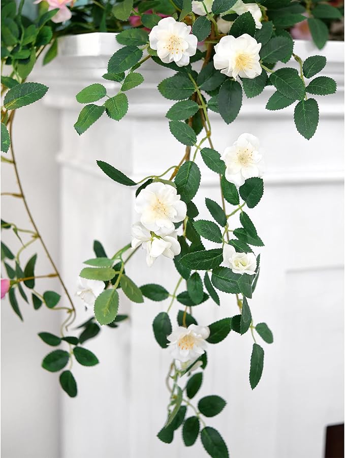 FiveSeasonStuff Bendable Shabby Chic White Flower Garlands, Artificial Silk - Image 3