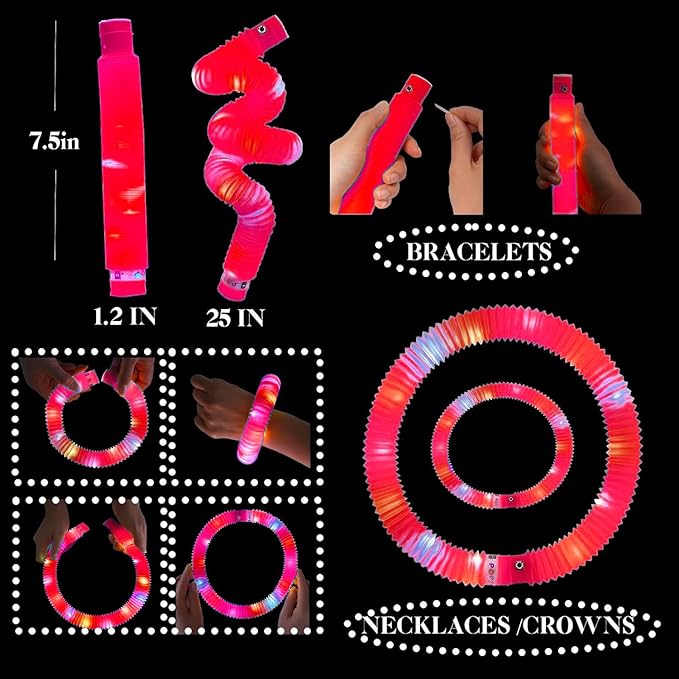 Red 12 Pack Light Up Party Favors Supplies, Bulk Glow Sticks Bracelet, Necklace - Image 5