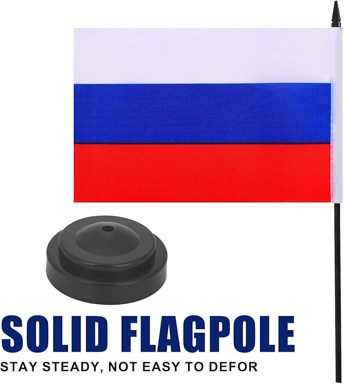 Russia Desk Flag 12" Solid Pole Deluxe Set Russians Flags Banner Mini Small - Image 3