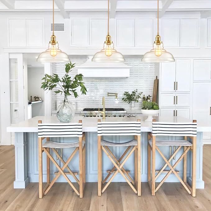 CLAXY Modern Gold Pendant Light Classic Glass Dome Kitchen Hanging Light - Image 3