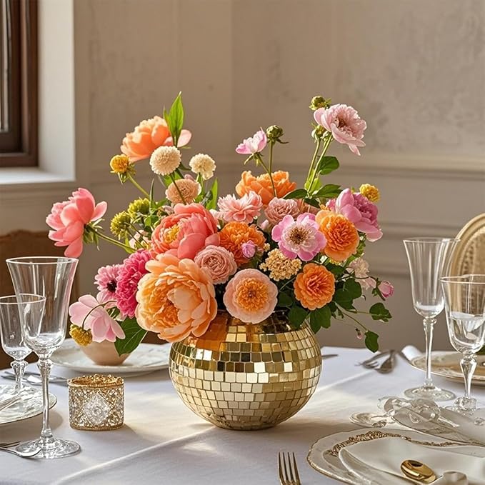 6 Pcs Disco Ball Vase, Glass Disco Ball Planter Mirror Disco Ball Decor Can Be - Image 7