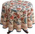 patdrea Designer Linen Round Table Cloth, Durable Breathable Floral Dacorative by Welcometopatdrea