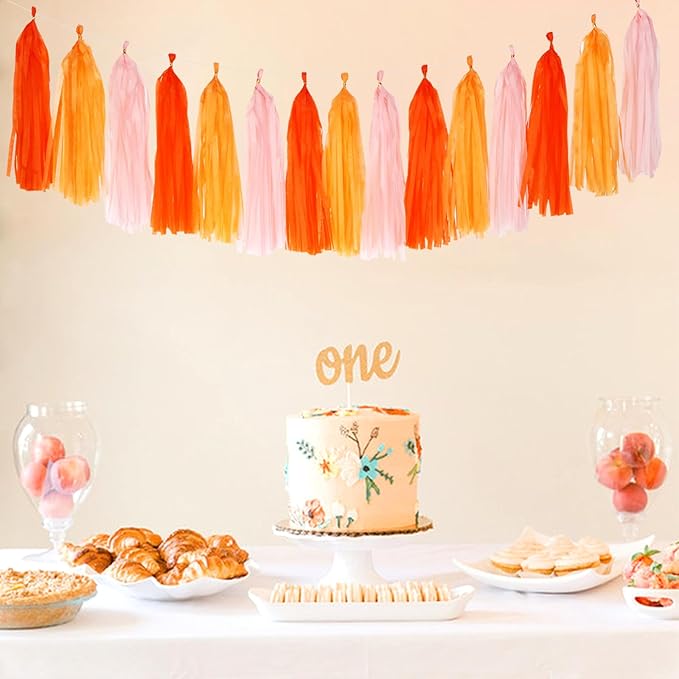 Pink-Orange Groovy Party-Decorations Tassel-Garland - Image 2