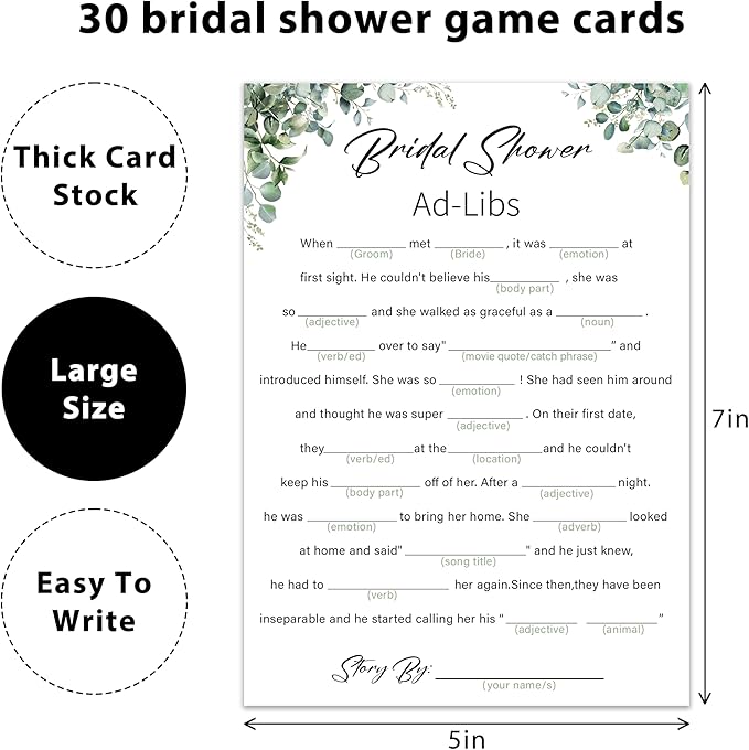 Eucalyptus Bridal Shower Game Cards - Image 2
