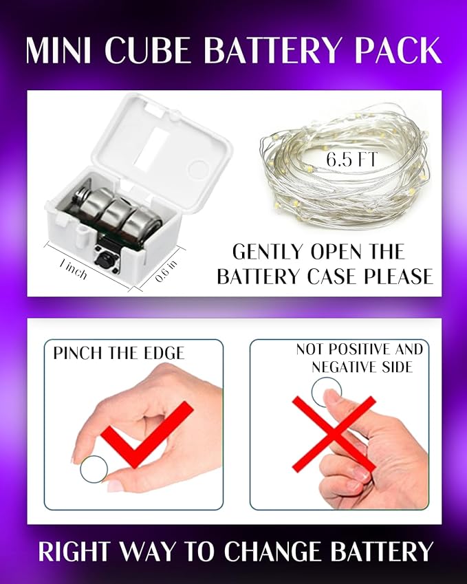 20 Pack Fairy Lights Battery Operated 60 Extra Batteries, 3 Modes 6.5ft 20 LED - Image 4