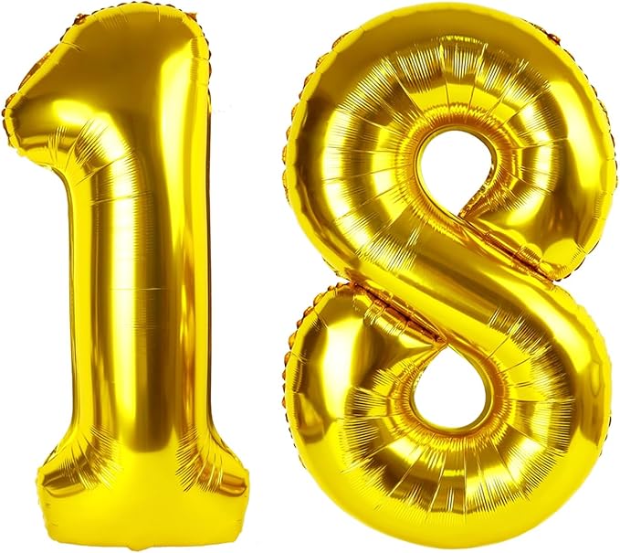 Helium Foil Gold Number 18 81 Balloon 40 Inch, Mylar Eight Numbers 18 81 by Upgesy