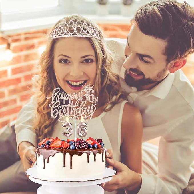 36th Birthday Decorations for Women Including Birthday Sash, Tiara/Crown - Image 2