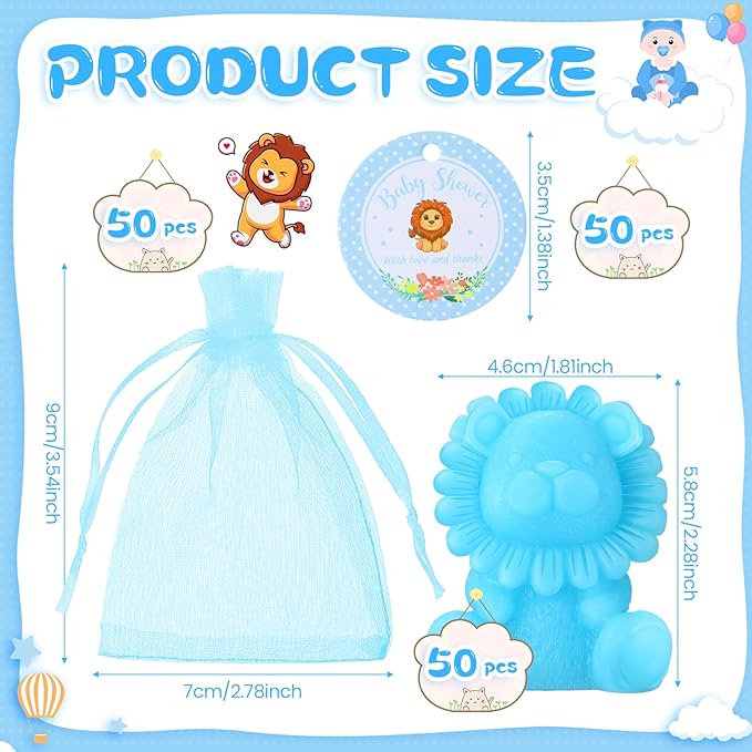 50 Sets Lion Soap Baby Shower Favors Handmade Safari Baby Shower Favors - Image 3