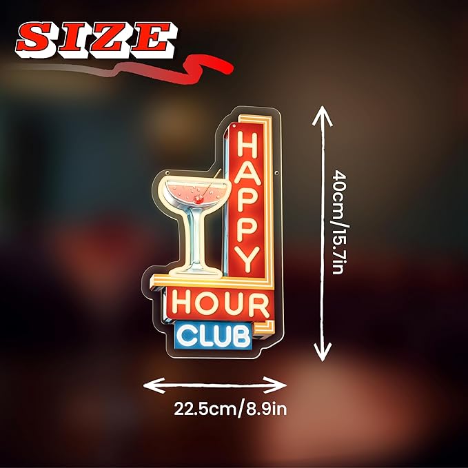 Happy Hour Neon Signs Dimmable Retro Led Happy Hour Club Neon Light - Image 3