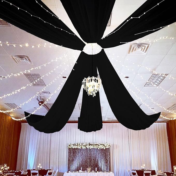 FUHSY Ceiling Drapes Black Wedding Arch Draping Sheer Backdrop Curtains by FUHSY