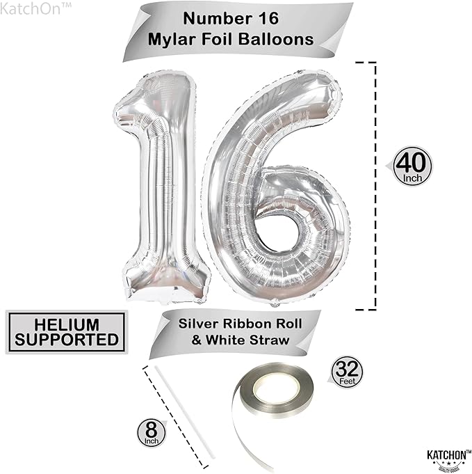 KatchOn, 40 Inch | Happy 16th Birthday Balloons, Sweet 16 Party Decorations - Image 4
