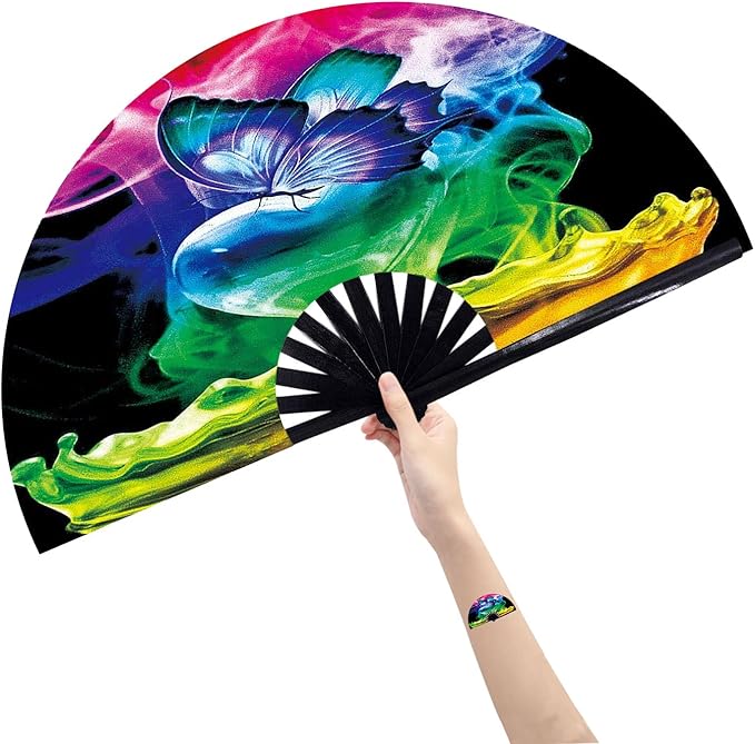 Amajiji Large Folding Hand Rave Fan Popping Fan by Amajiji